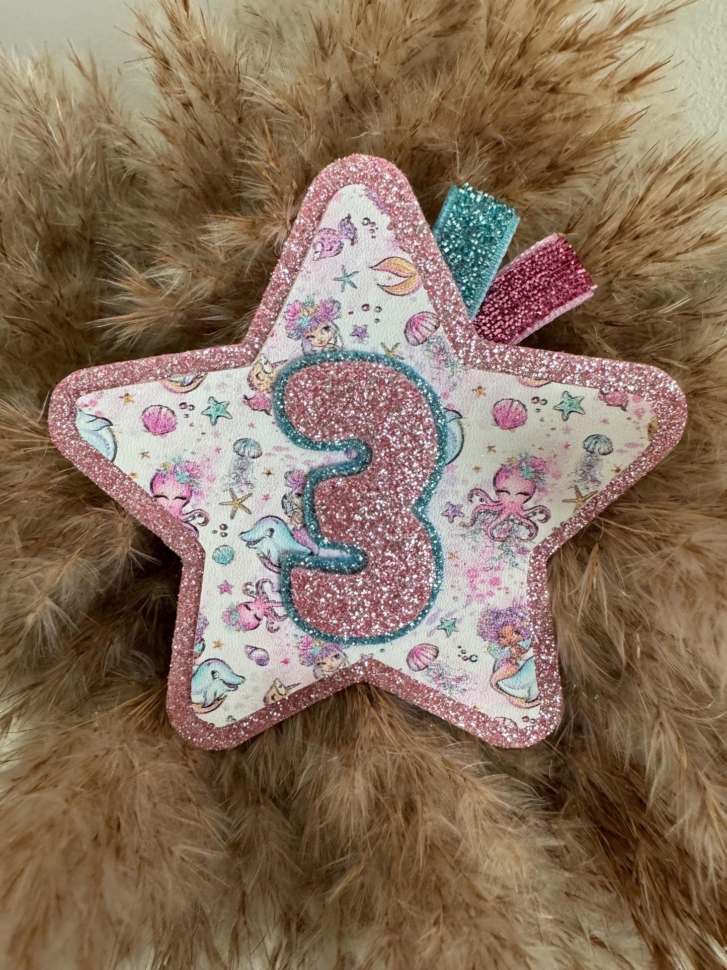 Personalised Mermaid Birthday Badge: Glitter Felt Star Pin