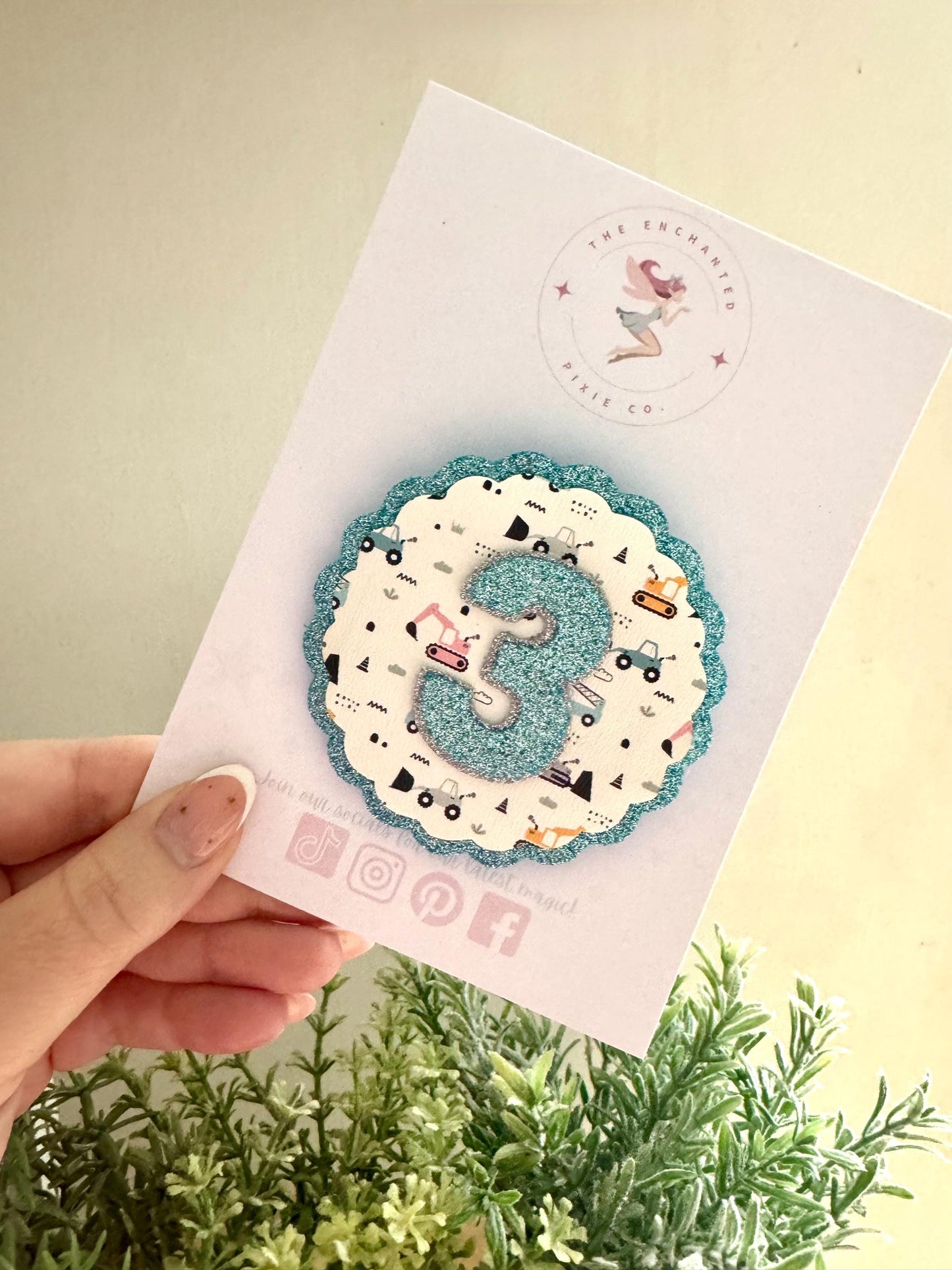 Trucks Diggers construction Birthday Badge: Glitter Cars Party, Any Age