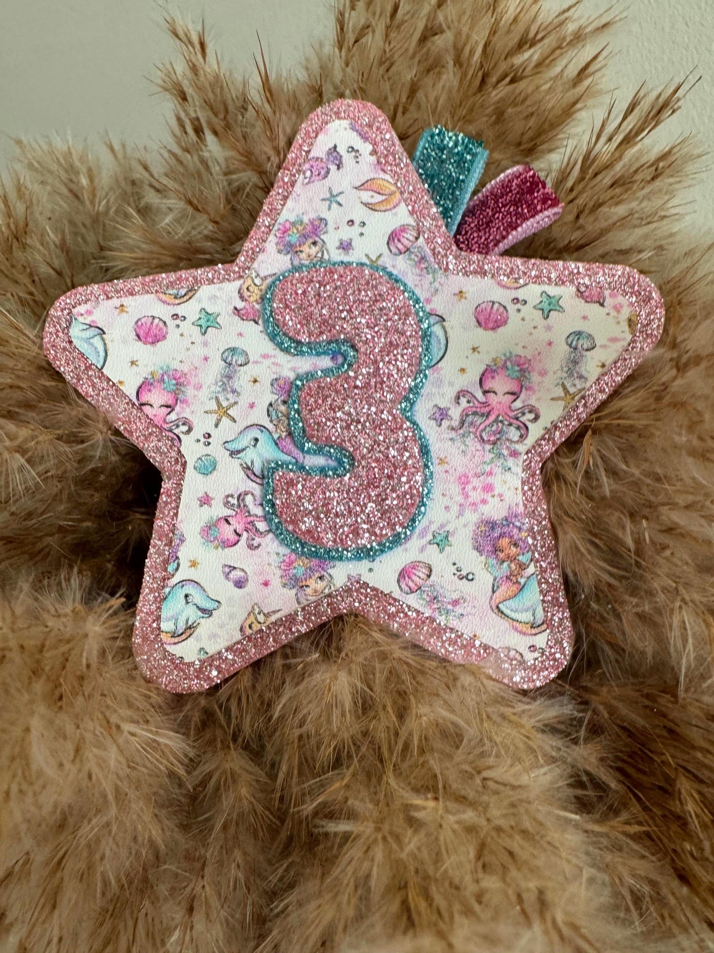 Personalised Mermaid Birthday Badge: Glitter Felt Star Pin
