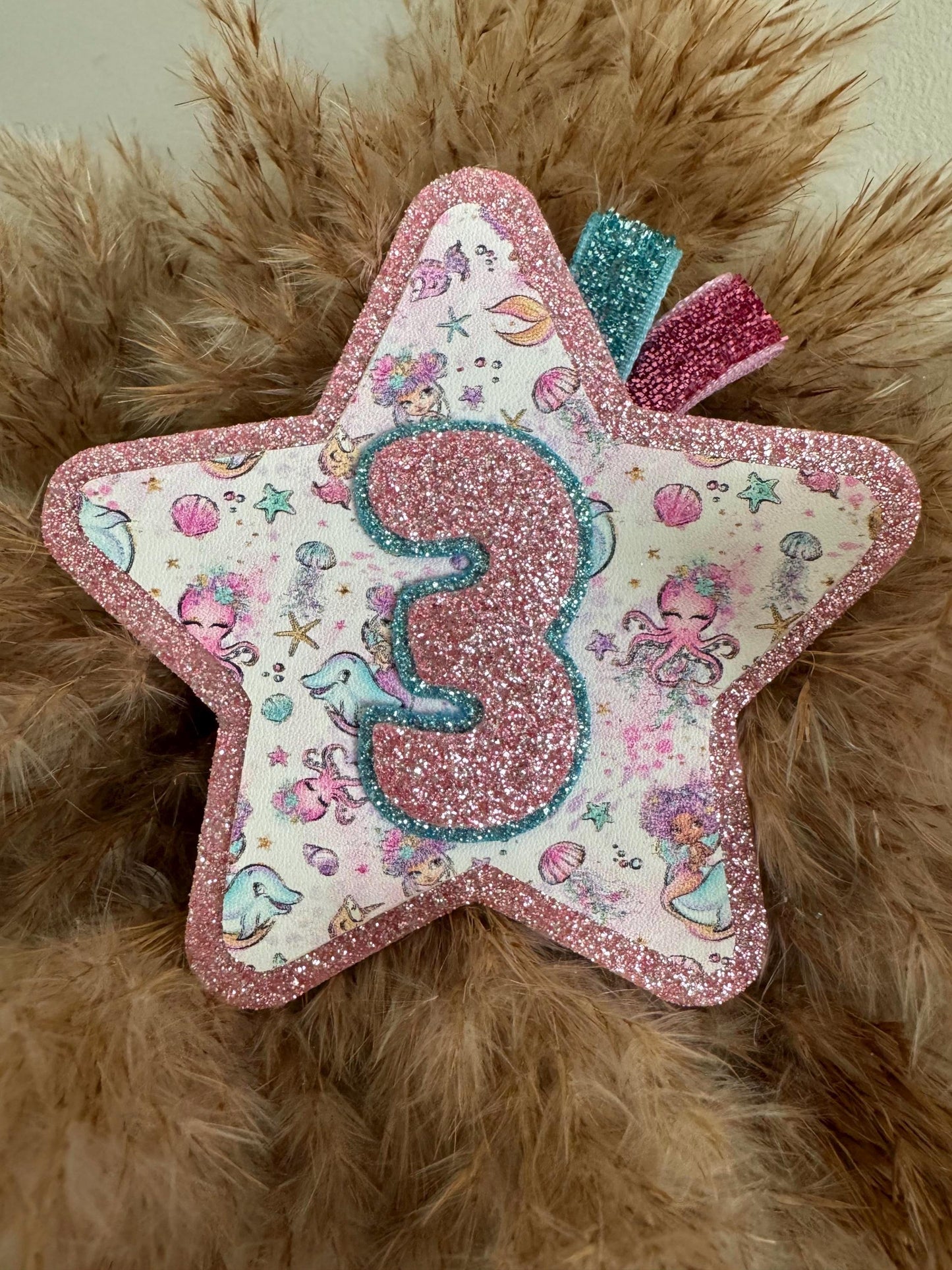 Personalised Mermaid Birthday Badge: Glitter Felt Star Pin