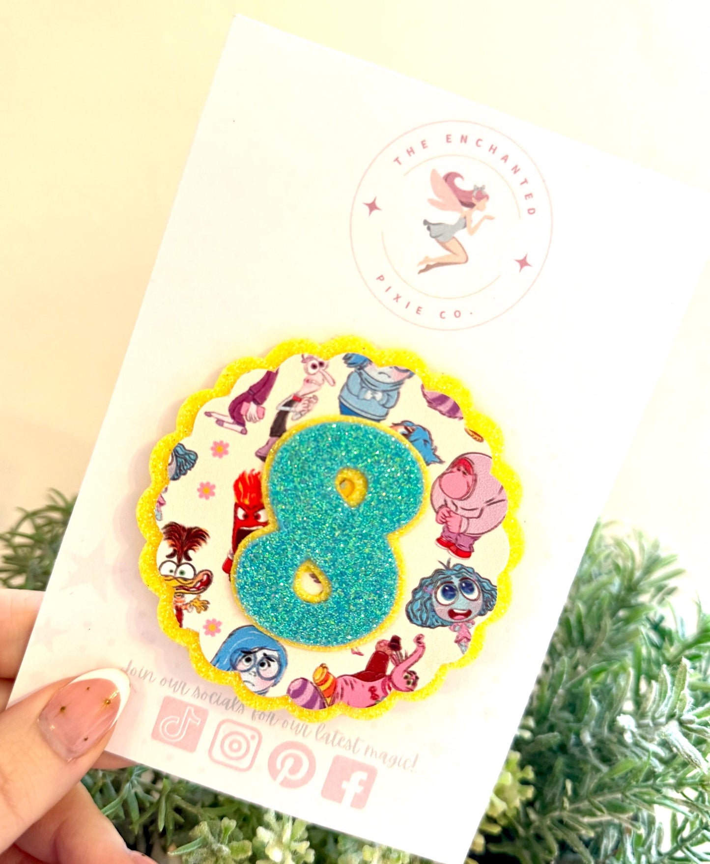 Inside Out  Birthday Badge Any Age, Inside Out 2 Party Accessory | Glitter Felt Birthday Pin | Kids Birthday | Joy