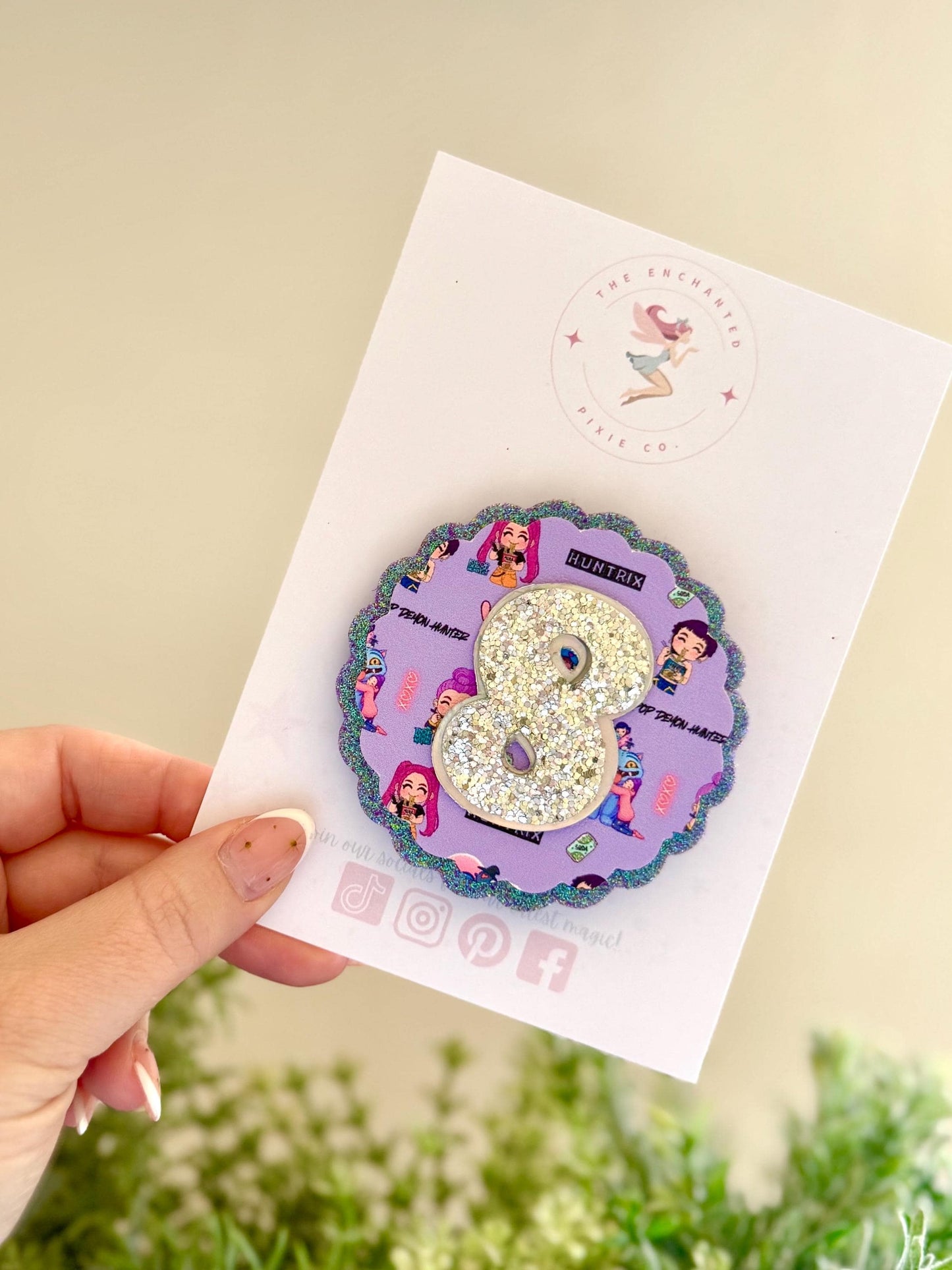 K-Pop Demon Hunters Lilac Birthday Badge – Huntrix & Derpy