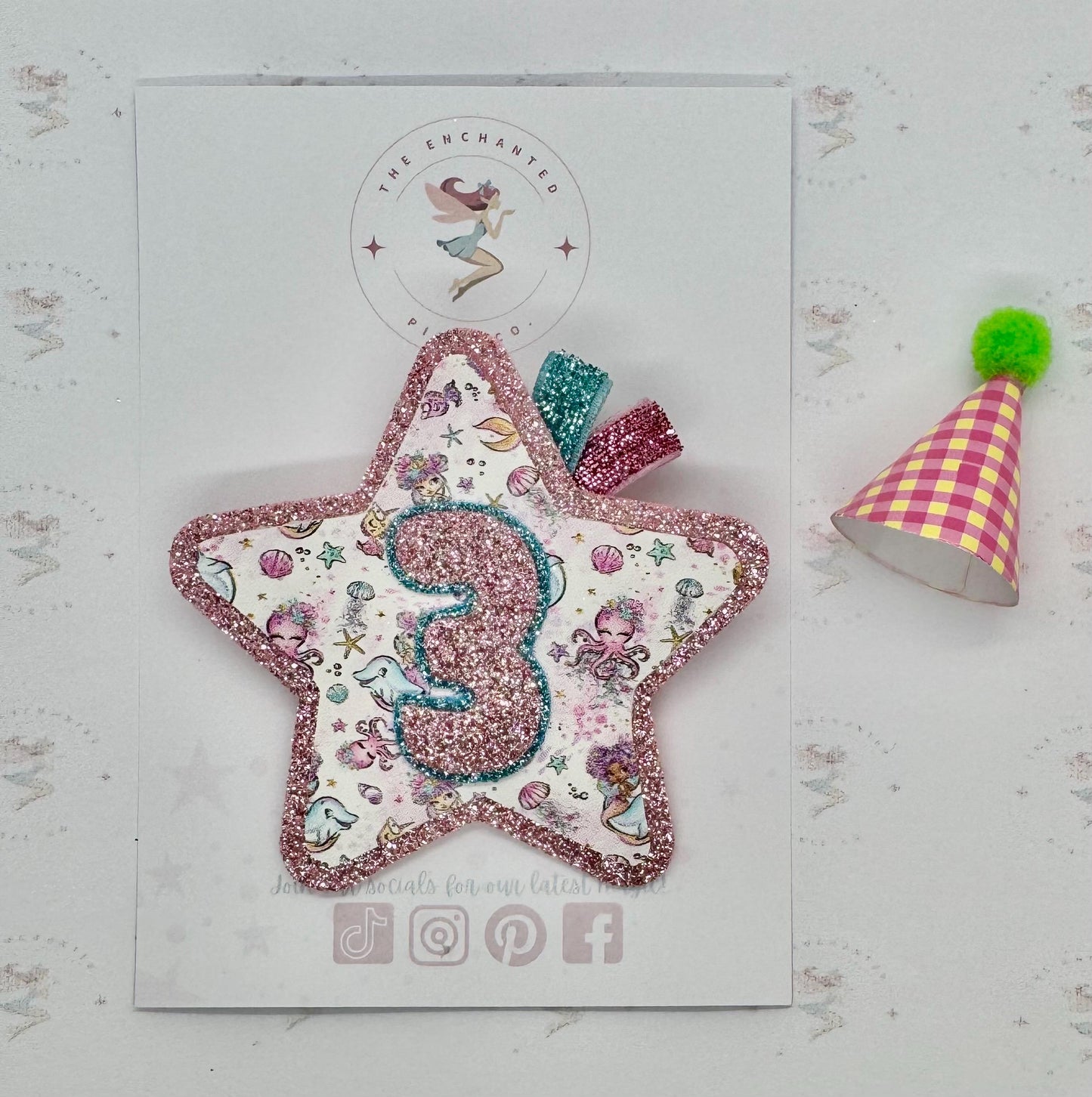 Personalised Mermaid Birthday Badge: Glitter Felt Star Pin