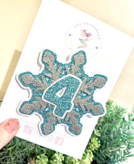 Glitter Snowflake Birthday Badge: Frozen Party Pin