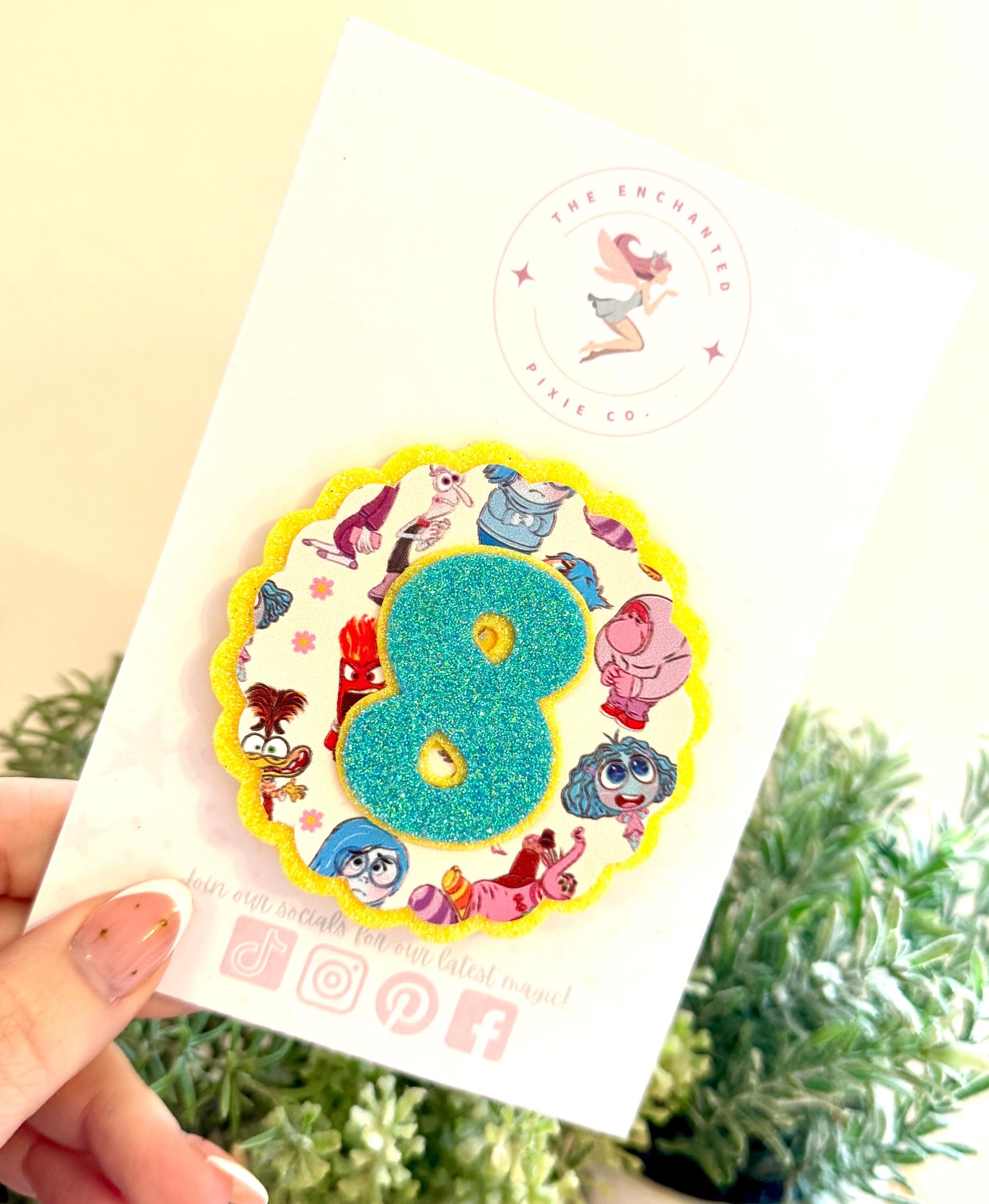 Inside Out  Birthday Badge Any Age, Inside Out 2 Party Accessory | Glitter Felt Birthday Pin | Kids Birthday | Joy
