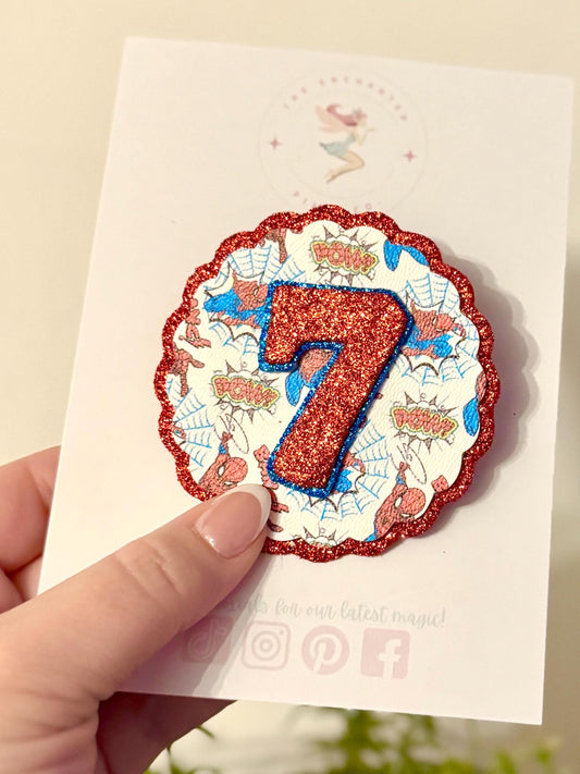 Spiderman Inspired Birthday Badge, Superhero Party Accessory - Any Age