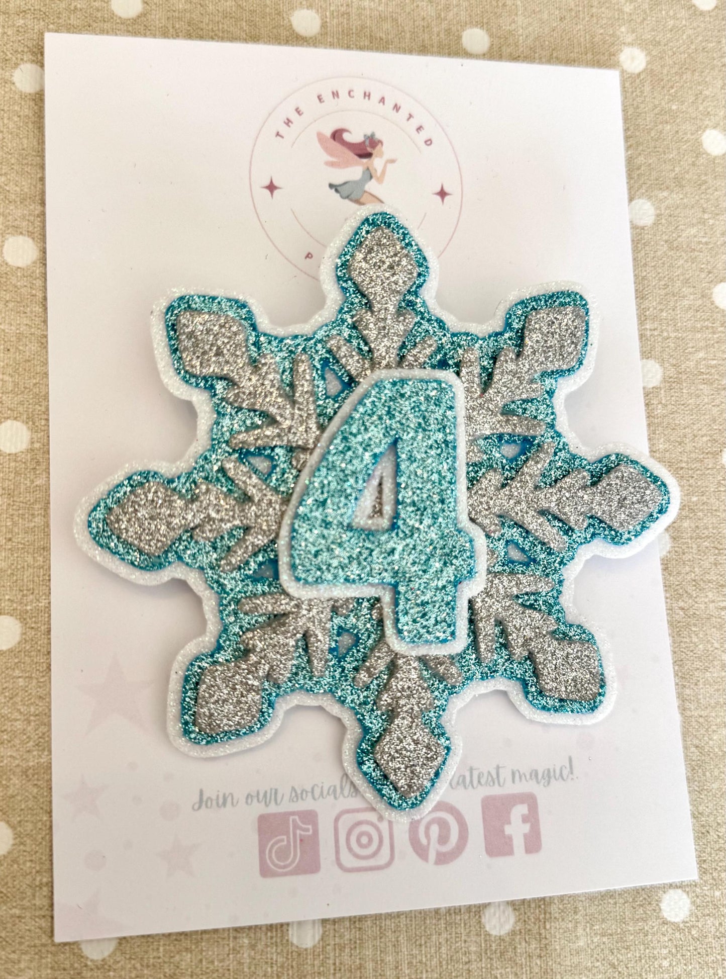 Glitter Snowflake Birthday Badge: Frozen Party Pin