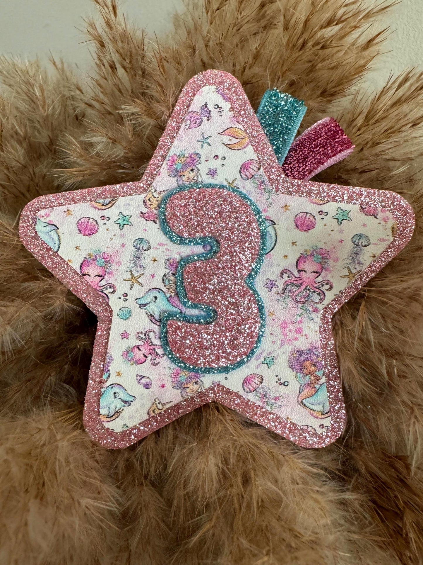 Personalised Mermaid Birthday Badge: Glitter Felt Star Pin