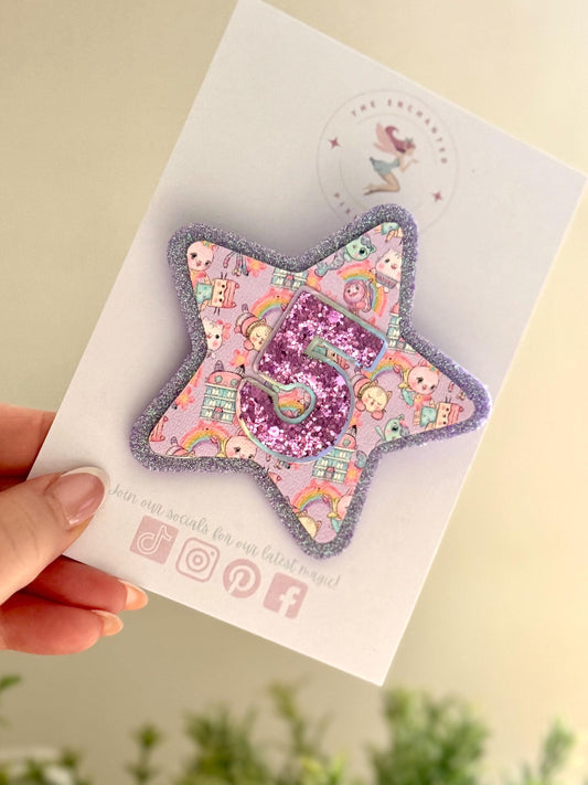 Personalised Gabby's Dollhouse Inspired Birthday Badge: Glitter Party Keepsake