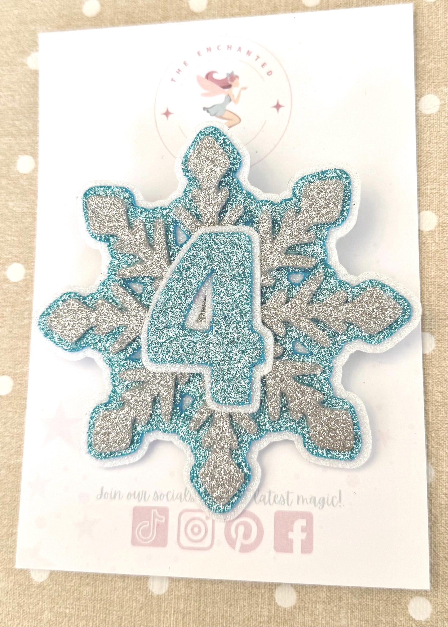 Glitter Snowflake Birthday Badge: Frozen Party Pin