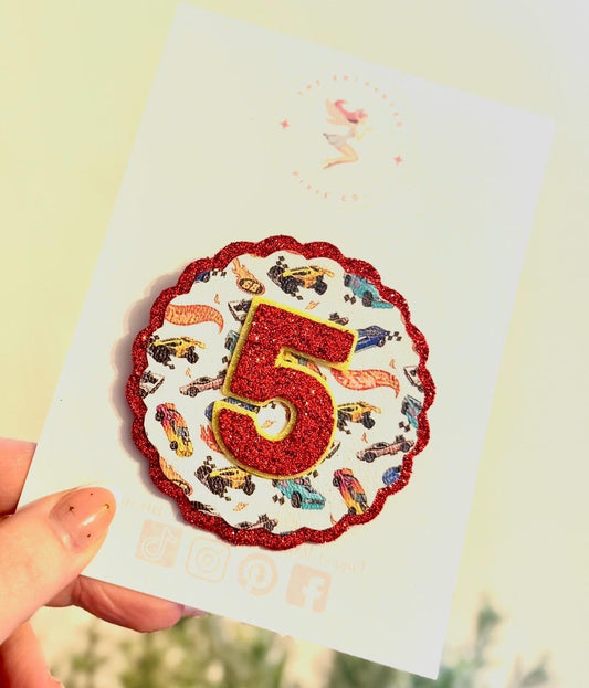 Hot Wheels Cars Inspired Birthday Badge: Glitter Cars Party, Any Age