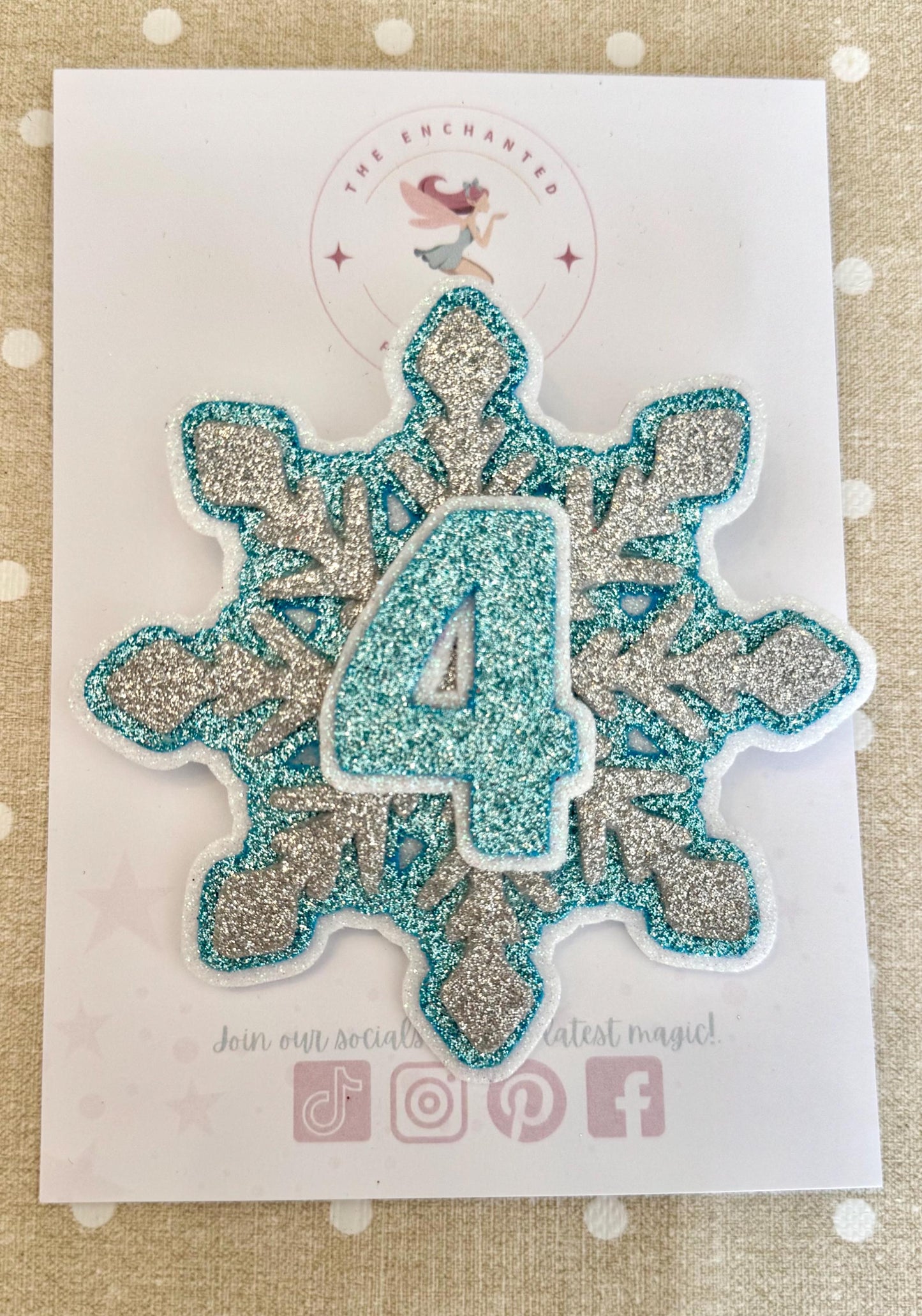 Glitter Snowflake Birthday Badge: Frozen Party Pin