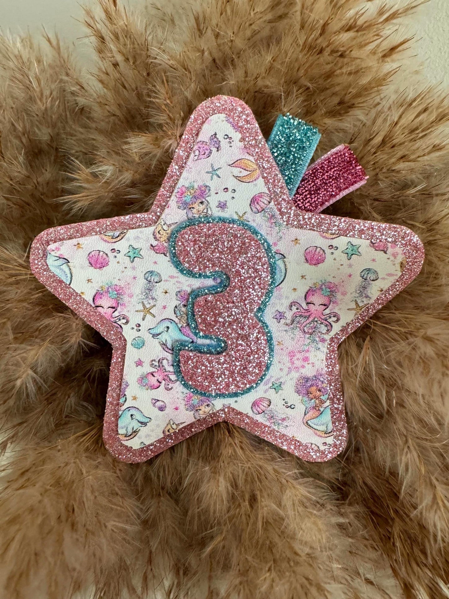 Personalised Mermaid Birthday Badge: Glitter Felt Star Pin