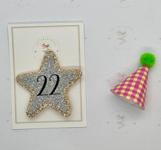 Personalised Mini Glitter Felt Birthday Star Badge - Handmade Sparkle Pin