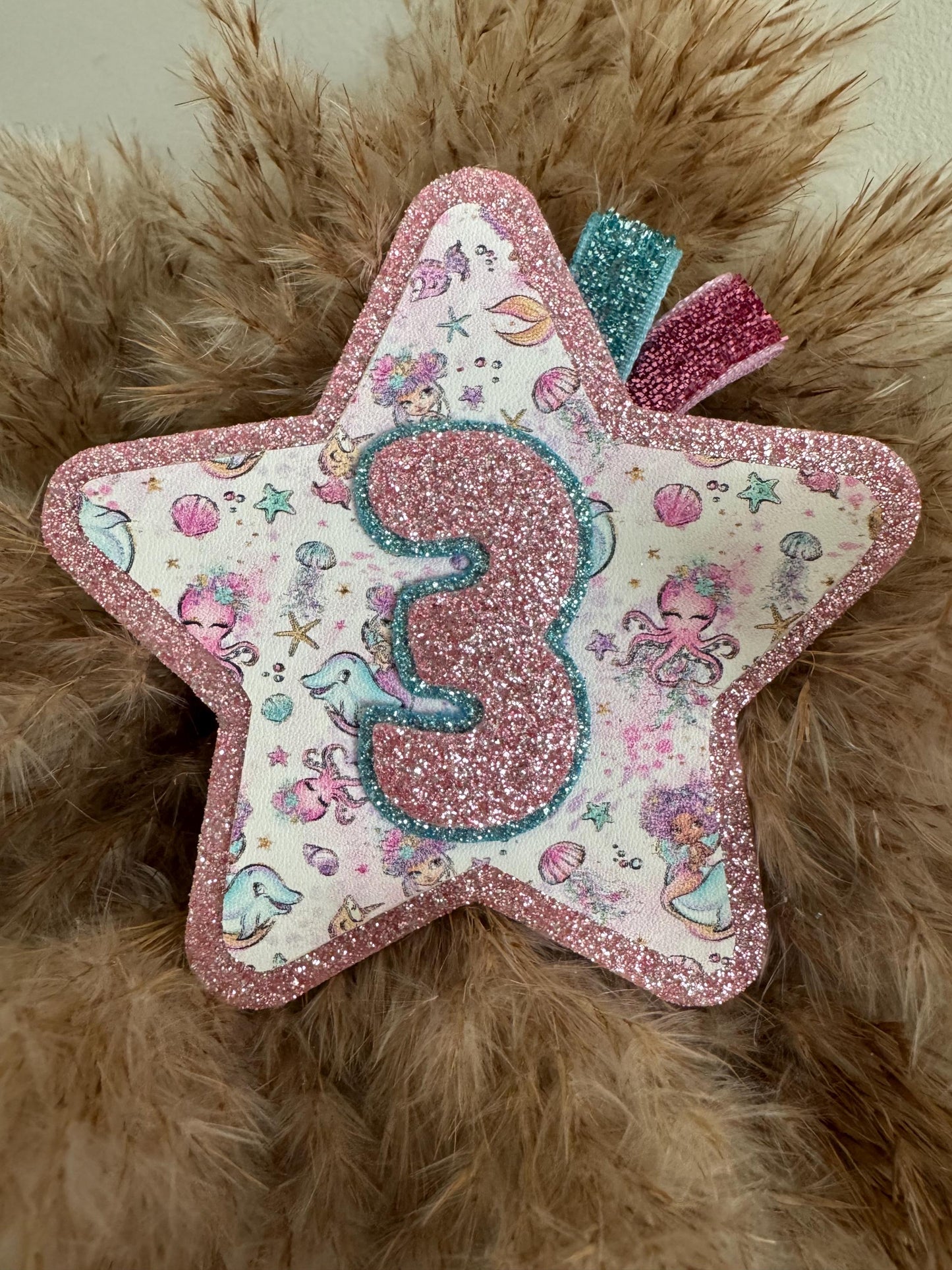 Personalised Mermaid Birthday Badge: Glitter Felt Star Pin