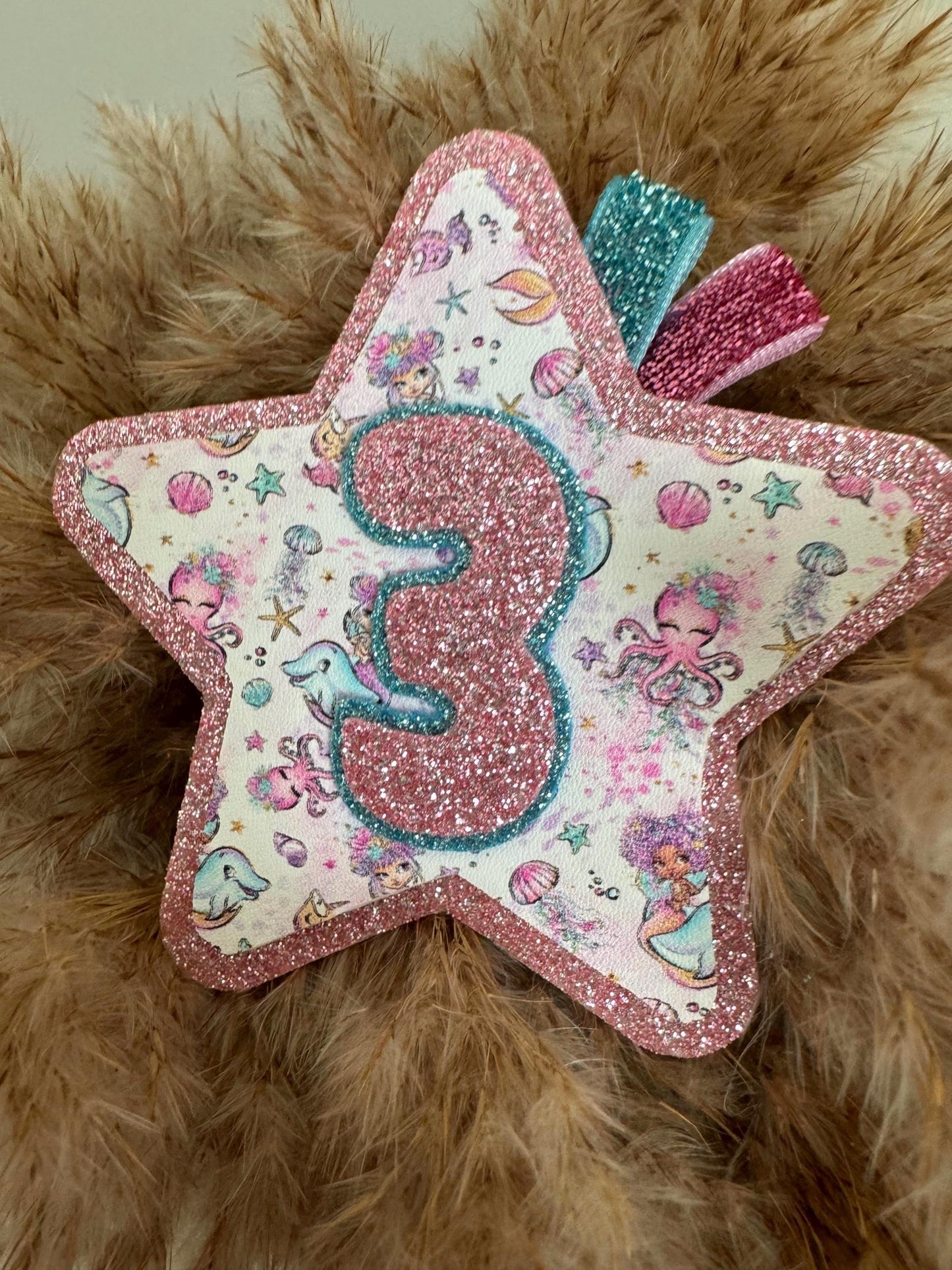 Personalised Mermaid Birthday Badge: Glitter Felt Star Pin