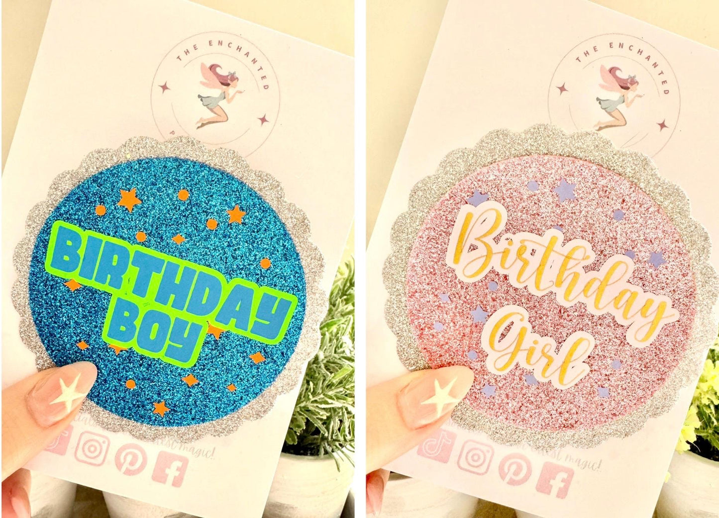Personalised Glitter Birthday Badge: Handmade Felt Party Pin