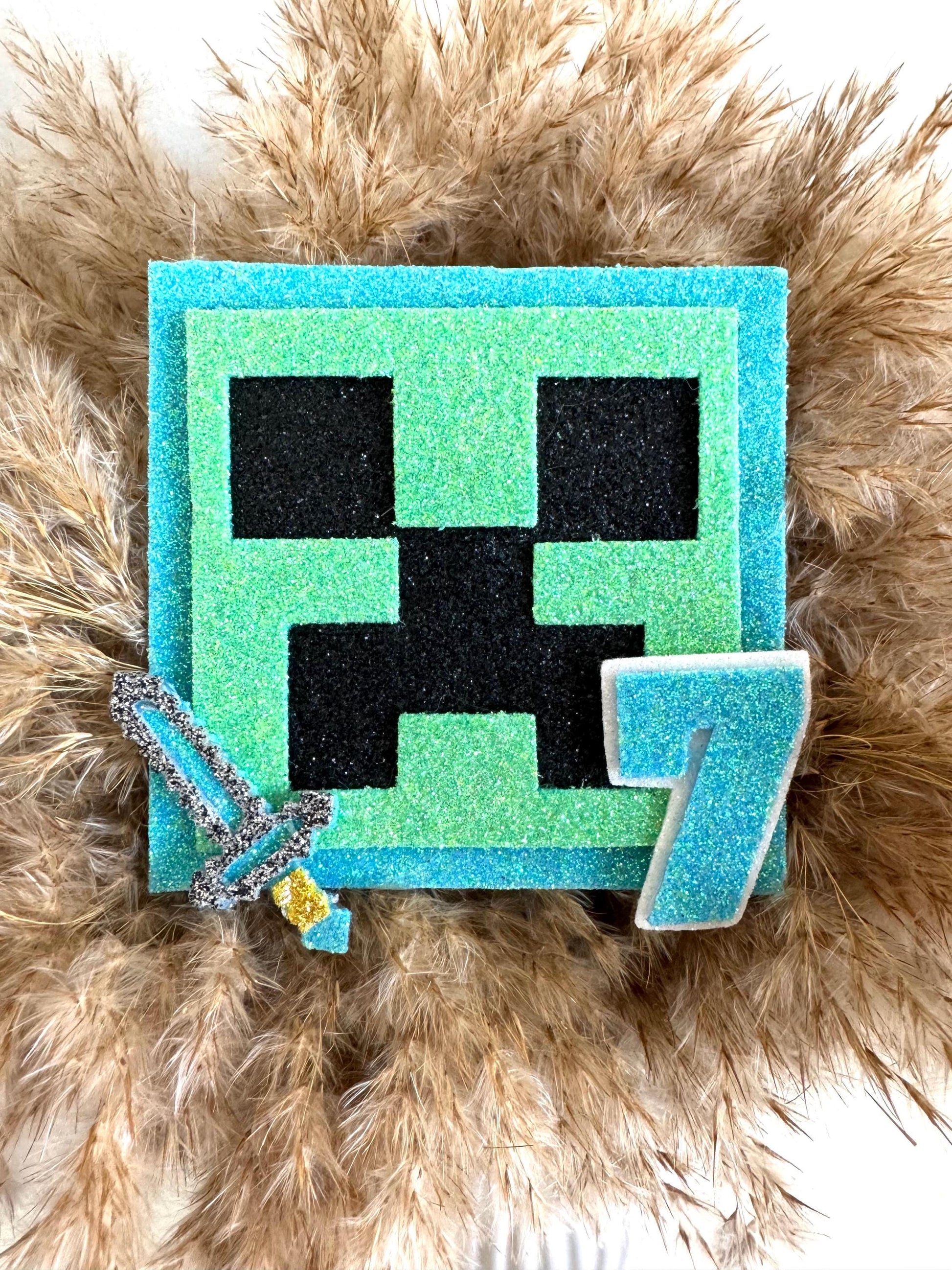 Minecraft Birthday Badge | Creeper Birthday | Any Age Number Birthday Badge | Keepsake Birthday | Boys Girls Birthday | Minecraft