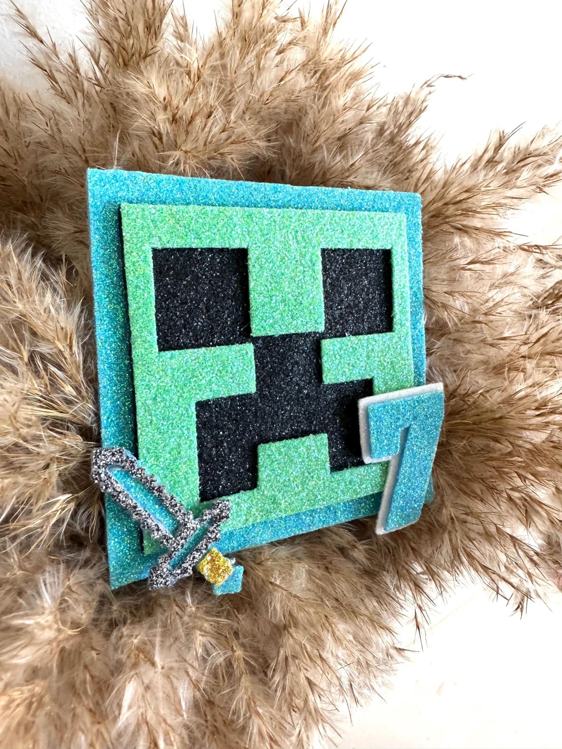 Minecraft Birthday Badge | Creeper Birthday | Any Age Number Birthday Badge | Keepsake Birthday | Boys Girls Birthday | Minecraft
