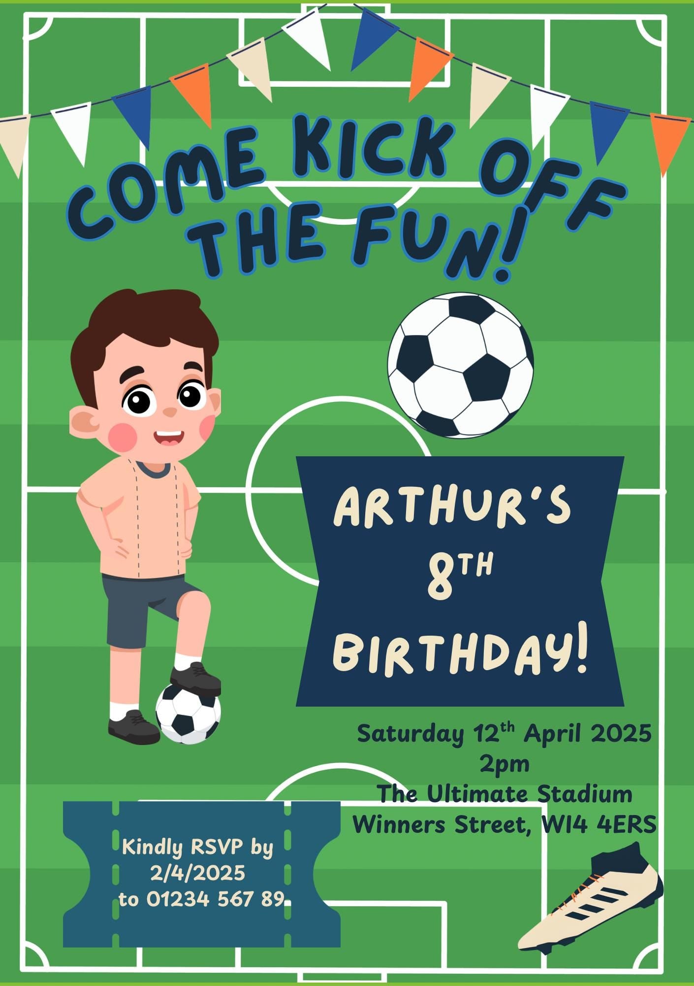 Soccer Birthday Invitation | Editable Birthday Party Invite | Printable Football Theme | Boy’s Sports Birthday | Instant Download