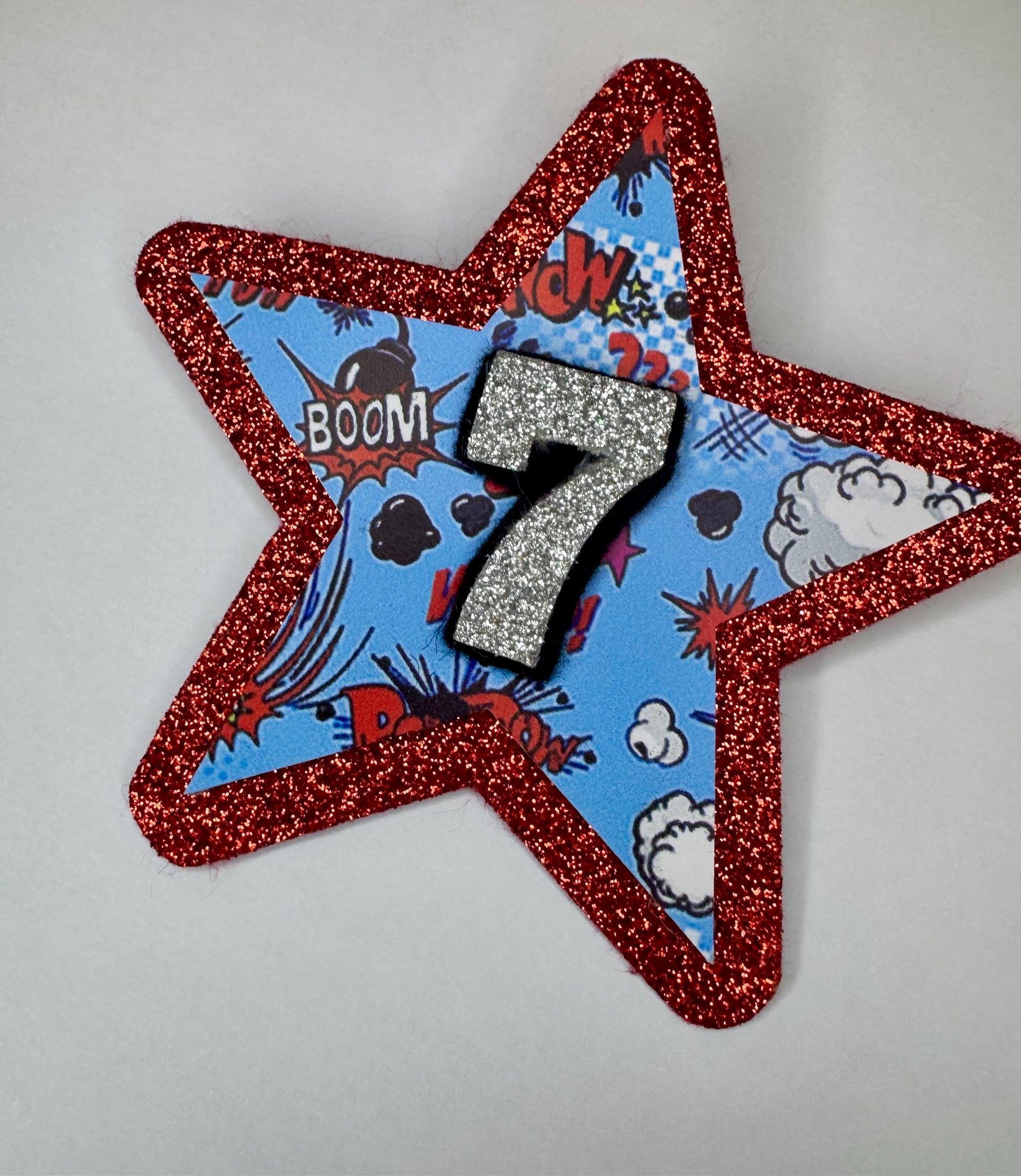 Super Hero Comic Birthday Badge - Glitter Star Birthday Badge - Superhero - All Ages - Custom Birthday Badge - Child Kids Birthday