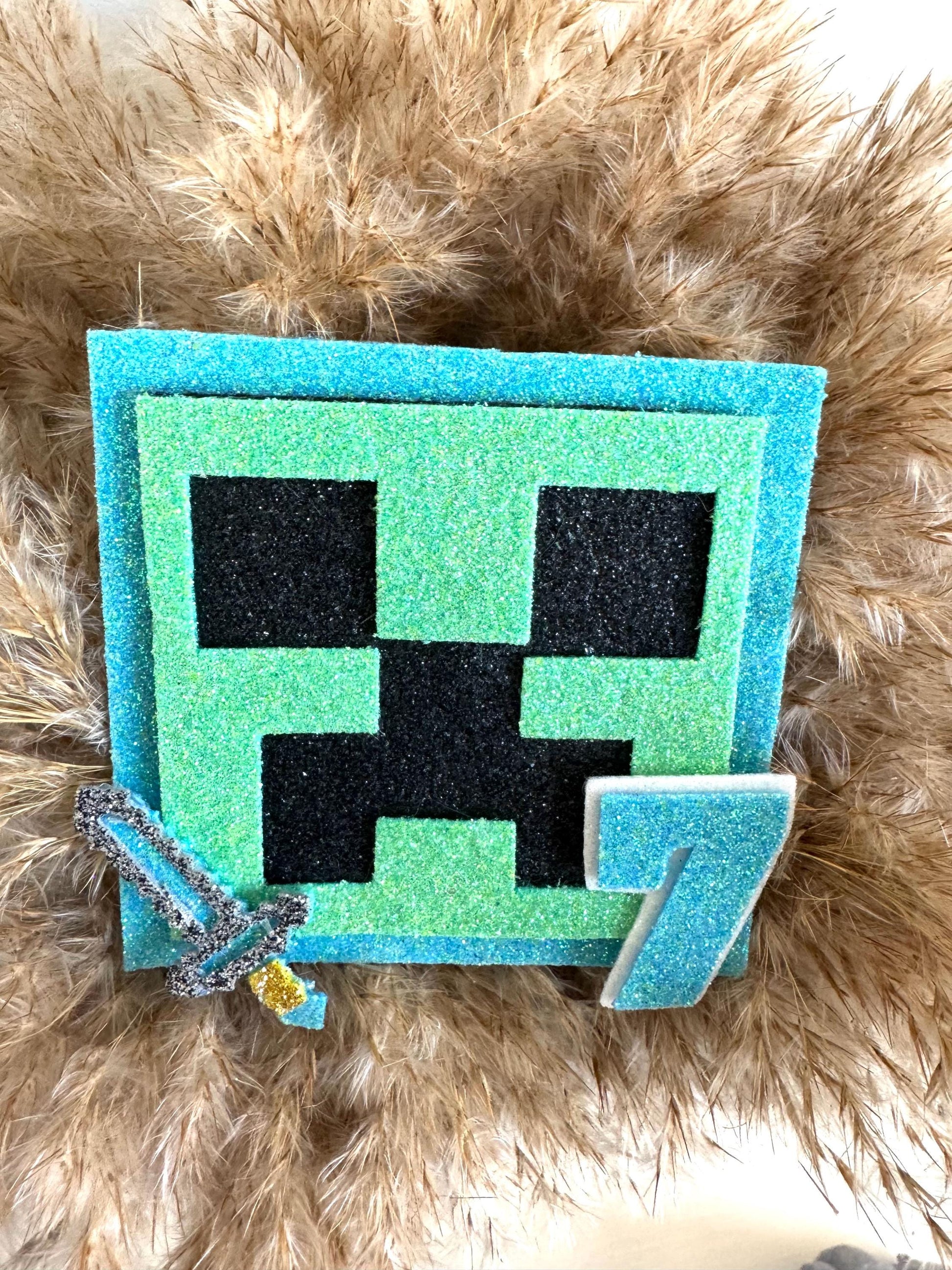 Minecraft Birthday Badge | Creeper Birthday | Any Age Number Birthday Badge | Keepsake Birthday | Boys Girls Birthday | Minecraft