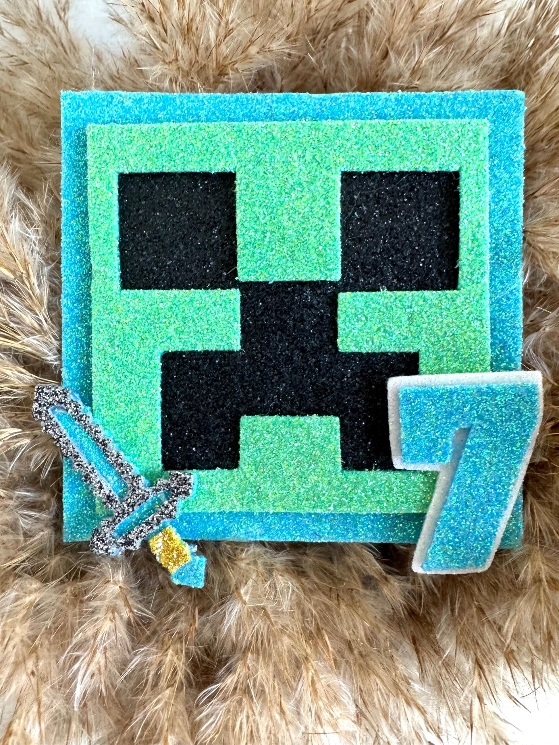 Minecraft Birthday Badge | Creeper Birthday | Any Age Number Birthday Badge | Keepsake Birthday | Boys Girls Birthday | Minecraft