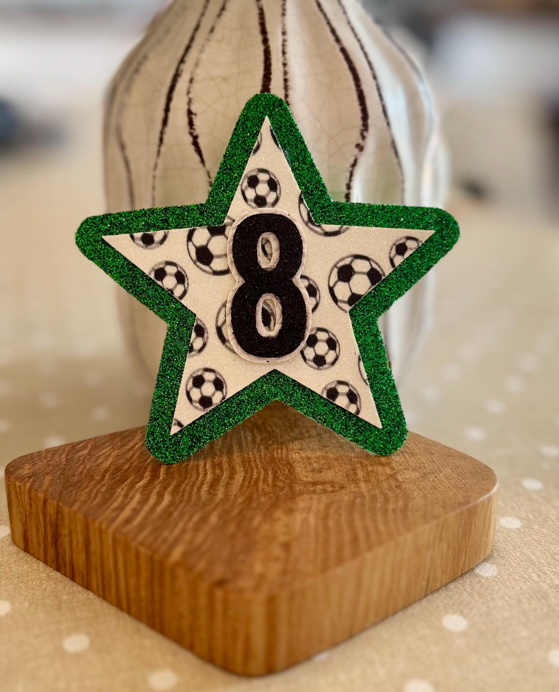 Birthday badge | Football glitter star badge | Any Age | Custom badge colour | Football birthday party