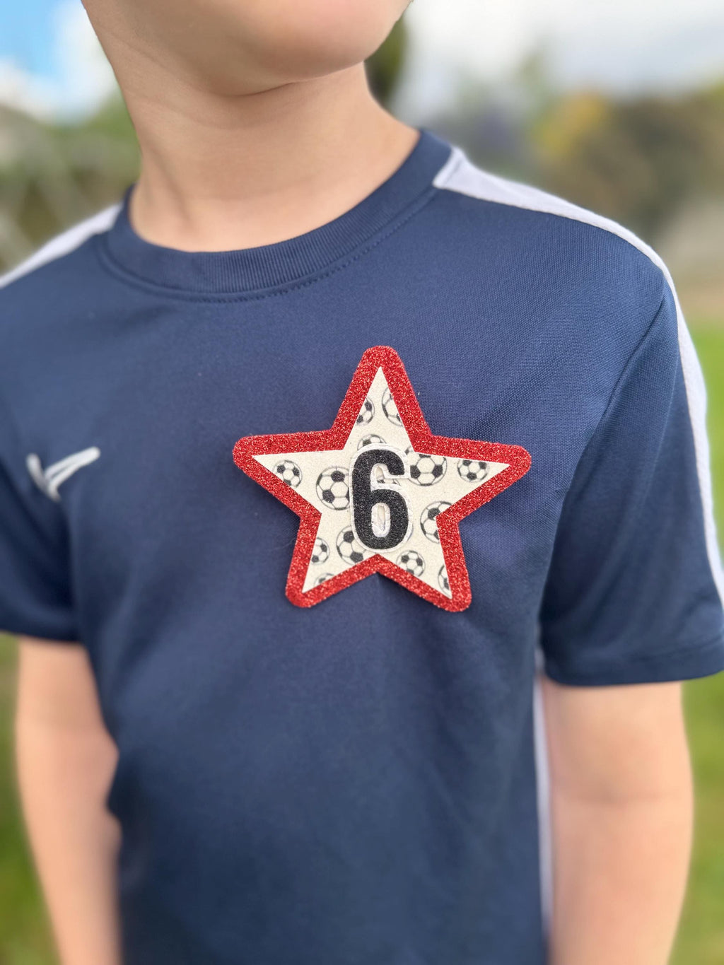 Birthday badge | Football glitter star badge | Any Age | Custom badge colour | Football birthday party
