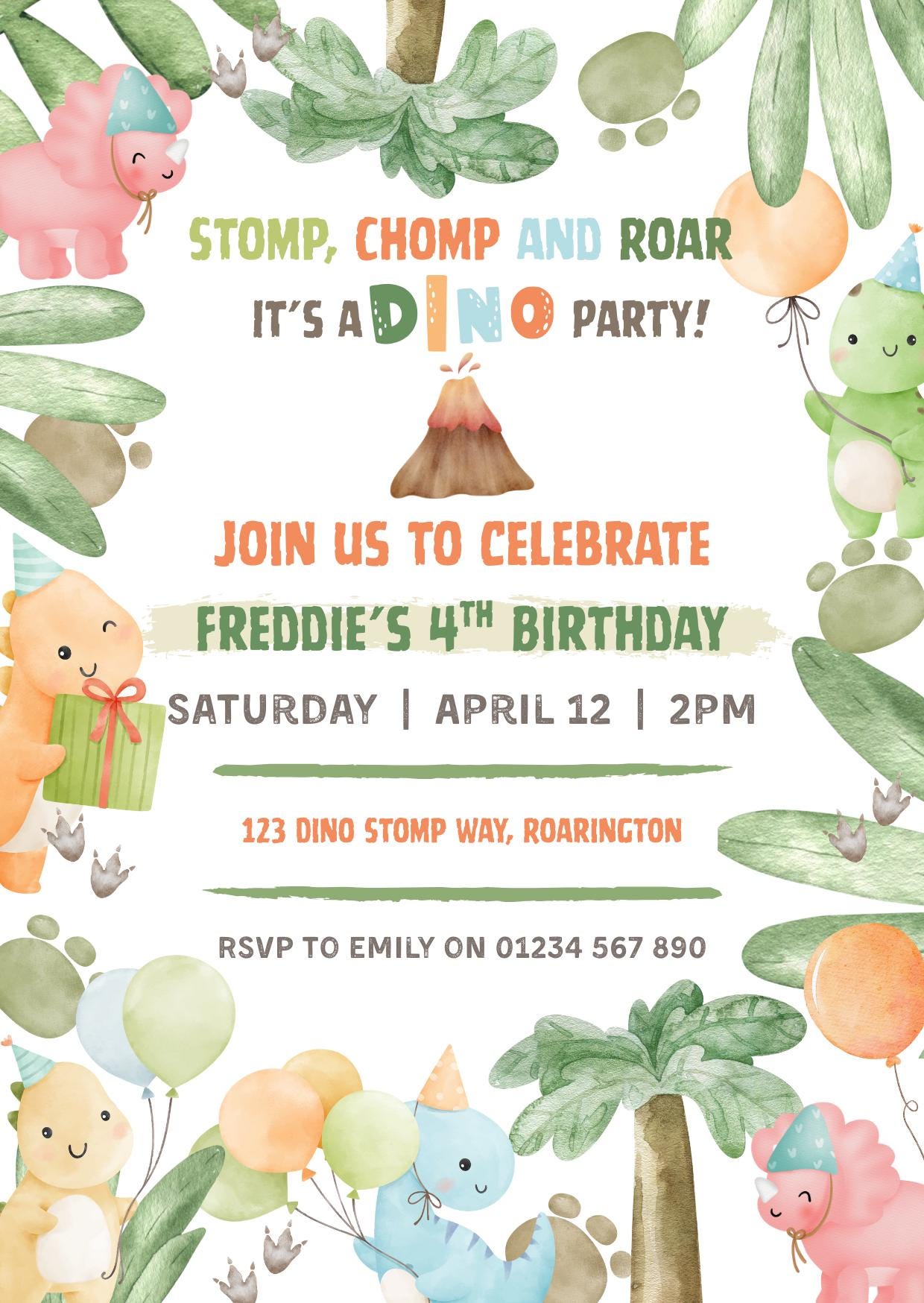 Dino-Mite Birthday Party Invitation | Editable Dinosaur Invite | Roarsome Birthday Printable | Kids Dino Theme | Dinosaur Invitation