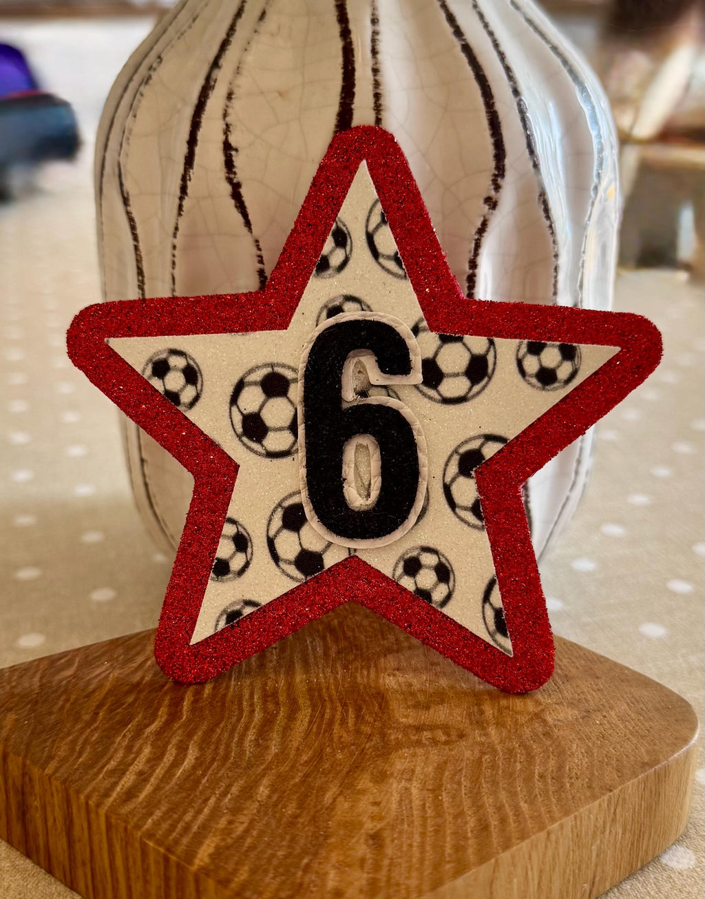 Birthday badge | Football glitter star badge | Any Age | Custom badge colour | Football birthday party