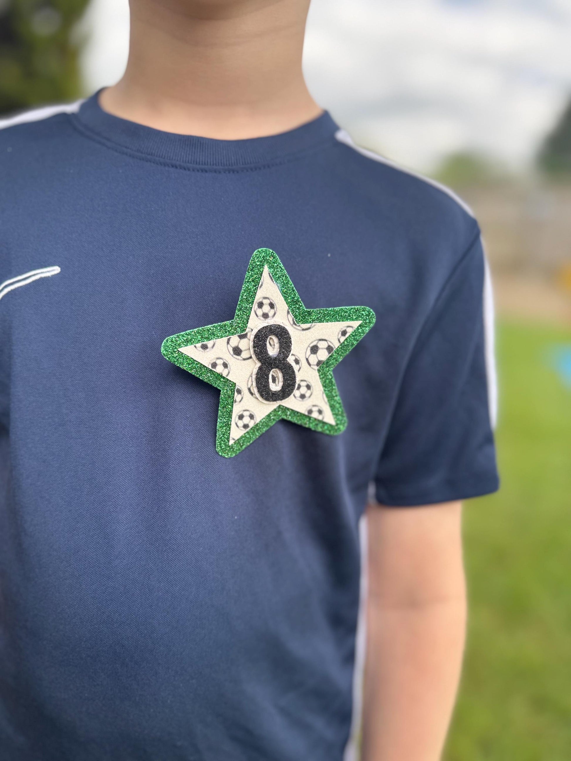 Birthday badge | Football glitter star badge | Any Age | Custom badge colour | Football birthday party