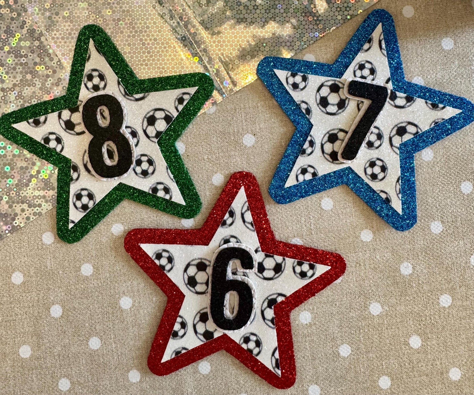 Birthday badge | Football glitter star badge | Any Age | Custom badge colour | Football birthday party